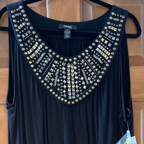 Fun Style & Co Woman’s Plus 3X Black Tank with Copper and Silver Bling!  NEW NWT - Picture 2 of 7